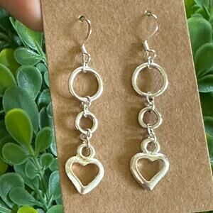 BOGO FREE SILVER HEART DANGLY EARRINGS